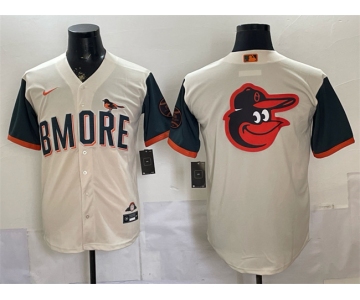 Mens Baltimore Orioles Team Big Logo Natural 2026 City Connect Stadium Stitched Baseball Jersey