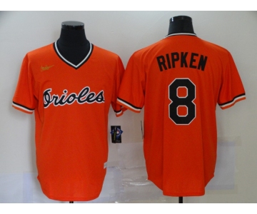 Nike Men's Mitchell and Ness Baltimore Orioles #8 Cal Ripken Authentic Orange Throwback Baseball Jersey