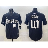 Men's Boston Red Sox #10 Trevor Story Black Gothic Vapor Limited Stitched Baseball Jersey Men's Boston Red Sox #10 Trevor Story Black Gothic Vapor Limited Stitched Baseball Jersey