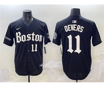 Men's Boston Red Sox #11 Rafael Devers Black Gothic Vapor Limited Stitched Baseball Jersey