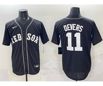 Men's Boston Red Sox #11 Rafael Devers Black Lights Out Limited Stitched Baseball Jersey