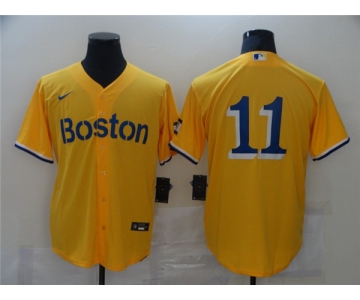 Men's Boston Red Sox  #11 Rafael Devers Nike Gold 2021 City Connect Jersey
