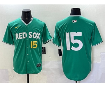 Men's Boston Red Sox #15 Dustin Pedroia Green 2025 City Connect Limited Stitched Baseball Jersey