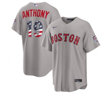Men's Boston Red Sox #19 Roman Anthony Gray 2026 USA 250 Fourth of July Home Stitched Baseball Jersey
