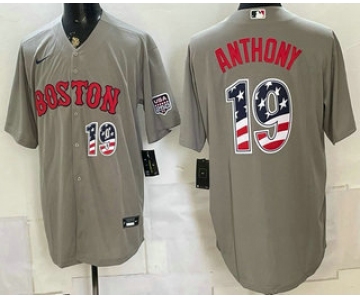 Men's Boston Red Sox #19 Roman Anthony Grey 2026 USA 250 Fourth of July Home Stitched Jersey