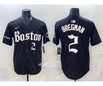Men's Boston Red Sox #2 Alex Bregman Black Gothic Vapor Limited Stitched Baseball Jersey