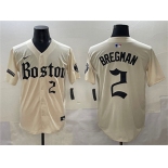 Men's Boston Red Sox #2 Alex Bregman Cream Gothic Vapor Limited Stitched Baseball Jersey