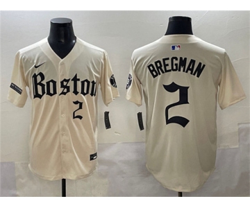Men's Boston Red Sox #2 Alex Bregman Cream Gothic Vapor Limited Stitched Baseball Jersey