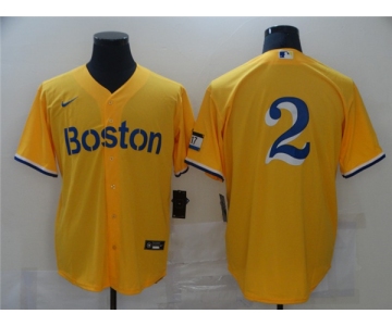 Men's Boston Red Sox #2 Xander Bogaerts Nike Gold 2021 City Connect Jersey