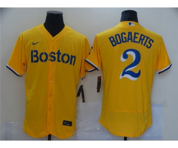 Men's Boston Red Sox  #2 Xander Bogaerts Nike Gold Flex Base Authentic Collection MLB Jersey