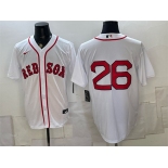 Men's Boston Red Sox #26 Wade Boggs White No Name Cool Base Stitched Baseball Jersey Men's Boston Red Sox #26 Wade Boggs White No Name Cool Base Stitched Baseball Jersey