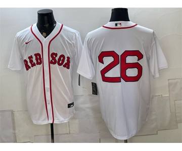 Men's Boston Red Sox #26 Wade Boggs White No Name Cool Base Stitched Baseball Jersey
