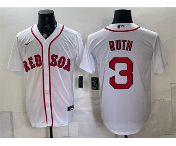 Men's Boston Red Sox #3 Babe Ruth White Cool Base Stitched Baseball Jersey