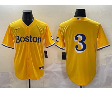 Men's Boston Red Sox #3 Ceddanne Rafaela Gold City Connect Stitched Baseball Jersey