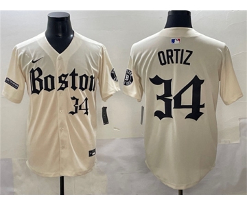 Men's Boston Red Sox #34 David Ortiz Cream Gothic Vapor Limited Stitched Baseball Jersey
