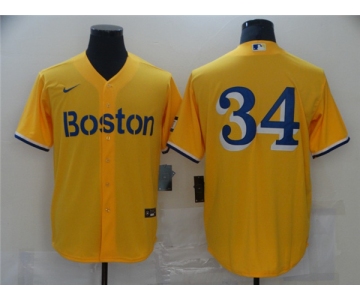 Men's Boston Red Sox #34 David Ortiz Nike Gold 2021 City Connect Replica Player Jersey