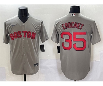 Men's Boston Red Sox #35 Garrett Crochet Gray Cool Base Stitched Baseball Jersey