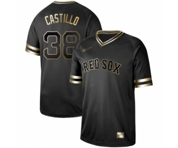 Men's Boston Red Sox #38 Rusney Castillo Authentic Black Gold Fashion Baseball Jersey
