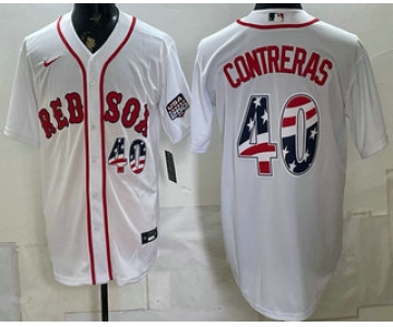Men's Boston Red Sox #40 Willson Contreras White 2026 USA 250 Fourth of July Home Stitched Jersey