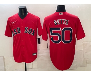 Men's Boston Red Sox #50 Mookie Betts Red Cool Base Stitched Baseball Jersey