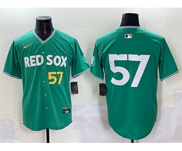 Men's Boston Red Sox #57 Greg Weissert Green 2025 City Connect Limited Stitched Baseball Jersey