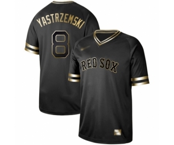 Men's Boston Red Sox #8 Carl Yastrzemski Authentic Black Gold Fashion Baseball Jersey