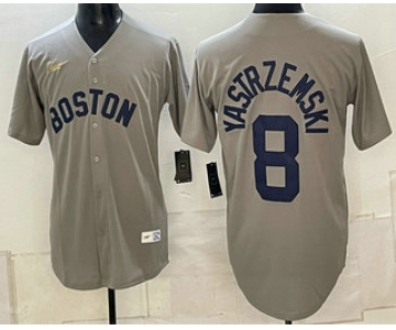 Men's Boston Red Sox #8 Carl Yastrzemski Grey Cooperstown Collection Limited Stitched Jersey