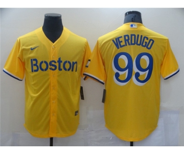 Men's Boston Red Sox #99 Alex Verdugo Nike Gold City Connect Jersey
