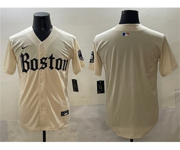 Men's Boston Red Sox Blank Cream Gothic Vapor Limited Stitched Baseball Jersey