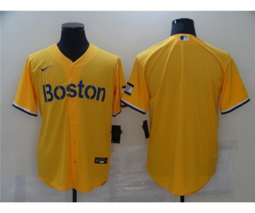 Men's Boston Red Sox Blank Nike Gold 2021 City Connect Jersey