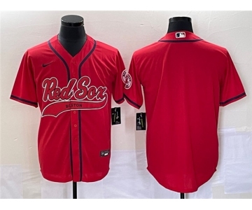 Men's Boston Red Sox Blank Red With Patch Cool Base Stitched Baseball Jerse