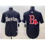Men's Boston Red Sox Team Big Logo Black Gothic Vapor Limited Stitched Baseball Jersey