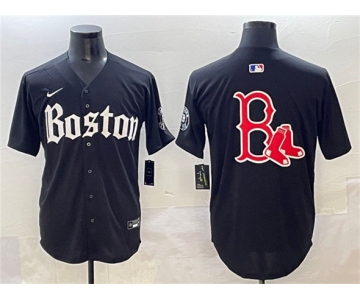 Men's Boston Red Sox Team Big Logo Black Gothic Vapor Limited Stitched Baseball Jersey