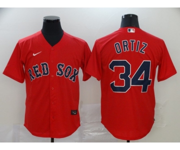 Nike Men's Boston Red Sox #34 David Ortiz Replica Red Alternate Home Retirement Patch Cool Base Baseball Jersey