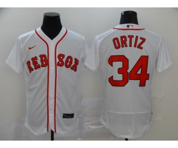 Nike Men's Boston Red Sox #34 David Ortiz White Home Flex Base Authentic Collection Baseball Jersey