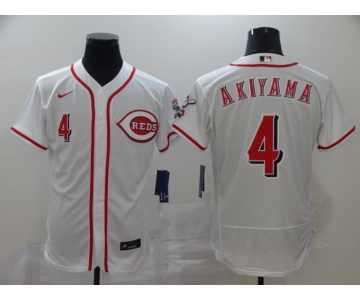 Men Cincinnati Reds #4 AKIYAMA Nike White Authentic 2020 Alternate Jersey