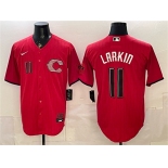 Men's Cincinnati Reds #11 Barry Larkin Red 2026 City Connect Stadium Stitched Baseball Jersey
