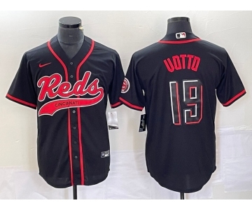 Men's Cincinnati Reds #19 Joey Votto Black 2023 City Connect Cool Base Stitched Jersey