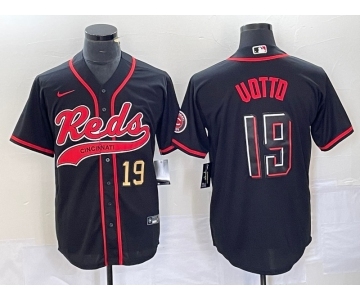 Men's Cincinnati Reds #19 Joey Votto Number Black 2023 City Connect Cool Base Stitched Jerseys