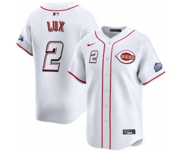 Men's Cincinnati Reds #2 Gavin Lux White 2025 Speedway Classic Home Limited Stitched Baseball Jersey