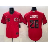 Men's Cincinnati Reds #26 Chase Burns Red 2026 City Connect Stadium Stitched Baseball Jersey Men's Cincinnati Reds #26 Chase Burns Red 2026 City Connect Stadium Stitched Baseball Jersey