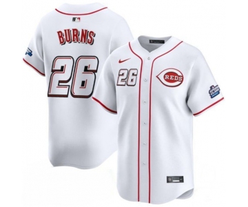 Men's Cincinnati Reds #26 Chase Burns White 2025 Speedway Classic Home Limited Stitched Baseball Jersey
