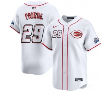 Men's Cincinnati Reds #29 TJ Friedl White 2025 Speedway Classic Home Limited Stitched Baseball Jersey
