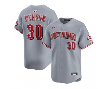 Men's Cincinnati Reds #30 Will Benson Gray Road Limited Stitched Baseball Jersey