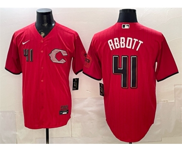 Men's Cincinnati Reds #41 Andrew Abbott Red 2026 City Connect Stadium Stitched Baseball Jersey