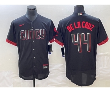 Men's Cincinnati Reds #44 Elly De La Cruz Black 2023 City Connect Cool Base Stitched Jersey