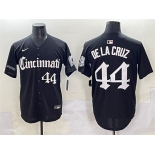 Men's Cincinnati Reds #44 Elly De La Cruz Black 'Gothic Queen City Edition' Vapor Premier Limited Stitched Baseball Jersey