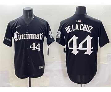 Men's Cincinnati Reds #44 Elly De La Cruz Black 'Gothic Queen City Edition' Vapor Premier Limited Stitched Baseball Jersey