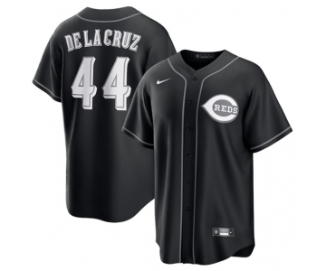 Men's Cincinnati Reds #44 Elly De La Cruz Black Lights Out Limited Stitched Baseball Jersey