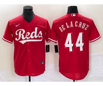 Men's Cincinnati Reds #44 Elly De La Cruz Red Cool Base Stitched Baseball Jersey 1